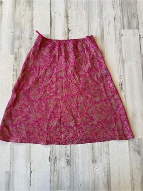 Vintage Gap Skirt 100% Silk Pink & Orange Paisley-Print A-Line Skirt SZ XS